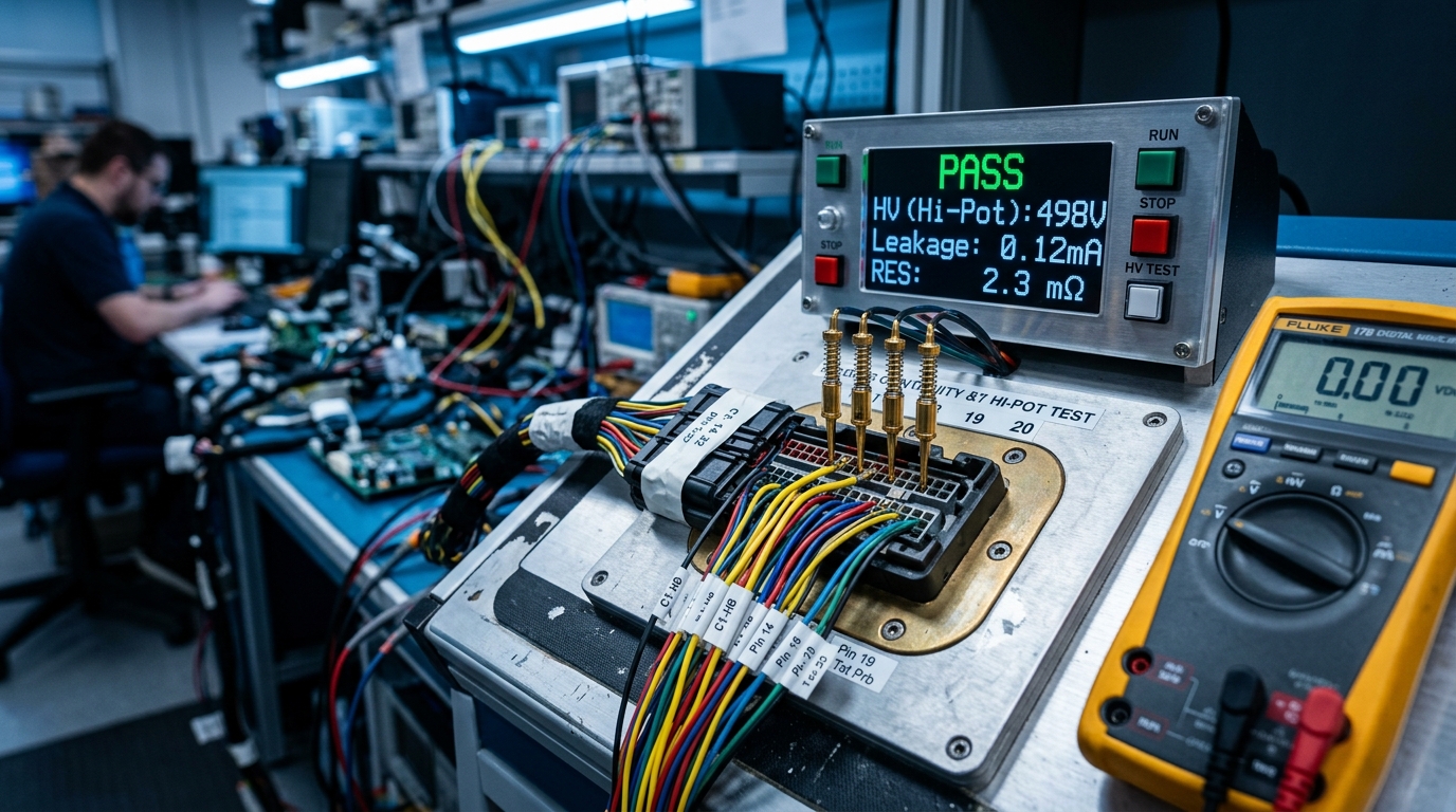 Quality testing instrument and continuity test fixture